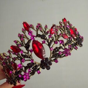 Elegant Red and Pink Gemstone Tiara